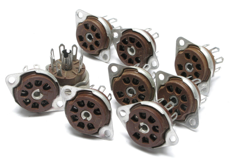 Tube Socket, Phenolic, 7-pin, 9pc Lot