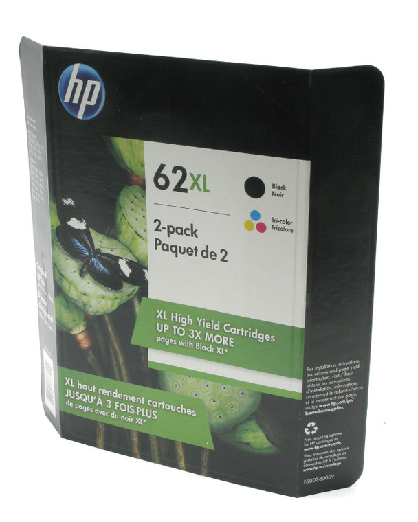 HP 62XL High Yield Printer Ink Cartridges, Black & Tricolor, 2-pack