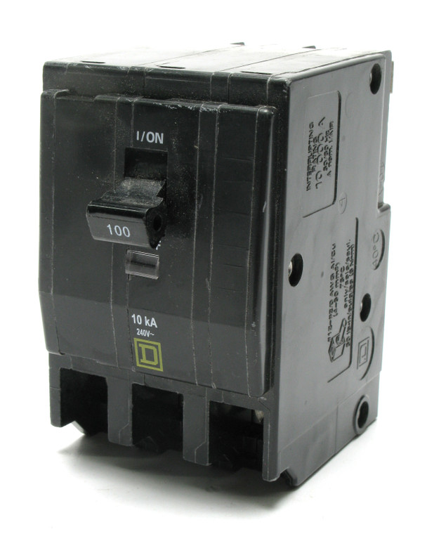Square D QO3100 240VAC, 100 Amp, 3-Pole Plug-on Circuit Breaker, used