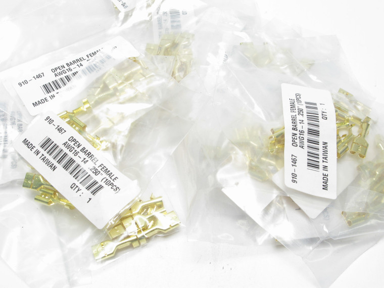 0.250" 16-14AWG Open Barrel Push-On Terminals, Female, Uninsulated, 200pcs 0.250" 16-14AWG Open Barrel Push-On Terminals, Female, Uninsulated, 200pcs