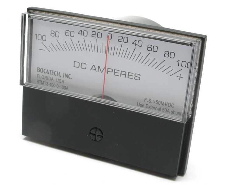 100-0-100 Amp DC Analog Panel Meter, 2.5 Inch