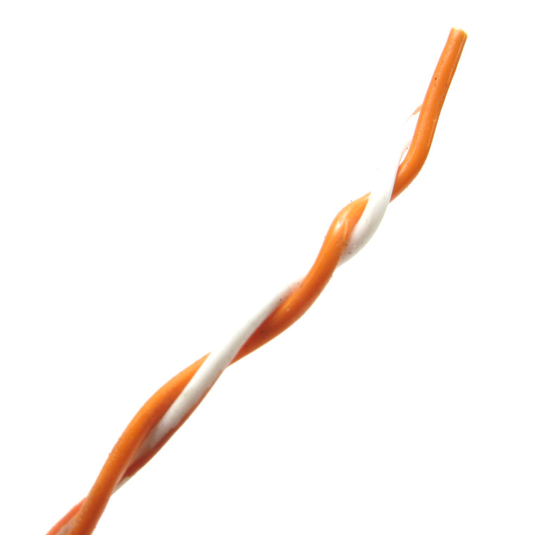 24AWG, 2-conductor Type E Twisted Pair, PTFE, orange, 100ft