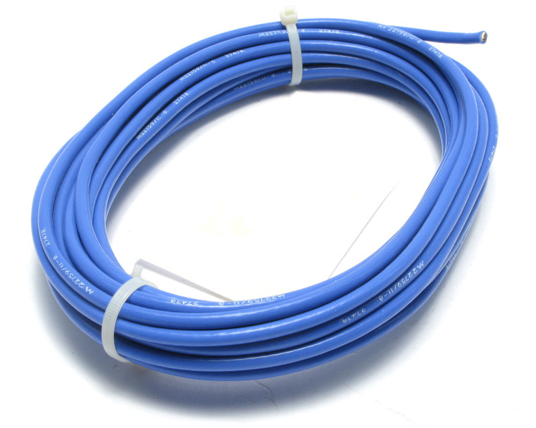 M22759/11-8-6 8AWG Silver Plated, PTFE Teflon Jacketed Wire, Blue, 30ft