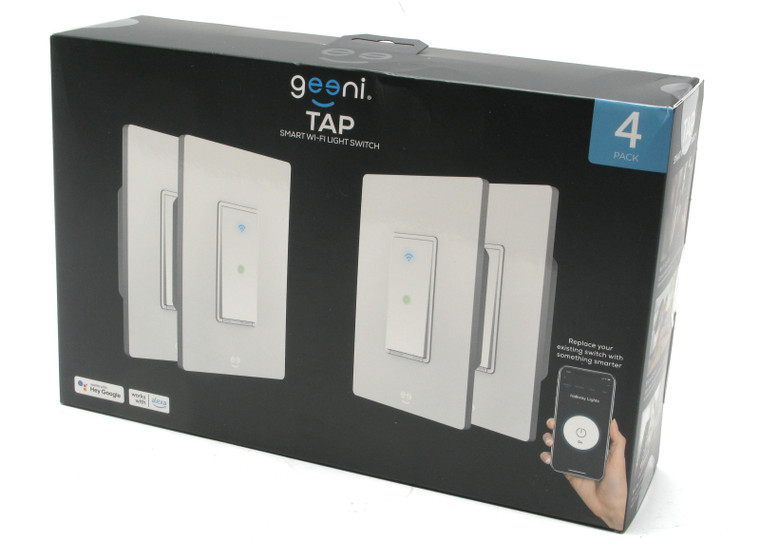 Geeni GN-WW407-199 Smart WiFi Light Switch, White, 4-pack