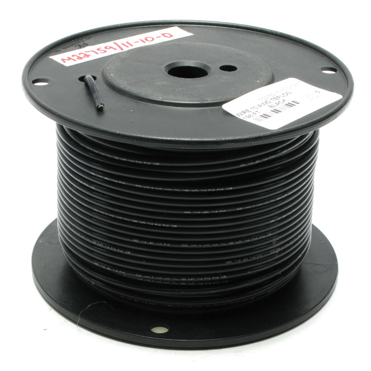 M22759/11-10-0 10AWG, Silver Plated, PTFE Teflon Jacketed Wire, Black, 198ft