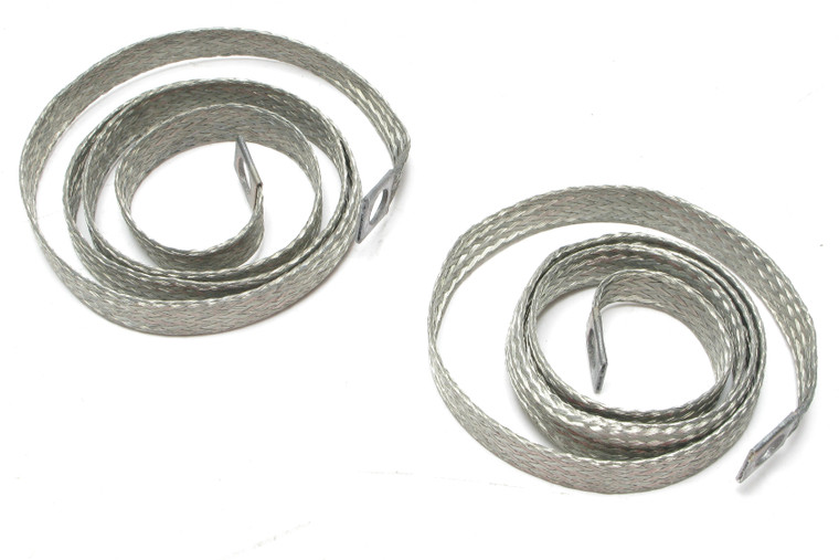 Tinned Copper Braid Grounding Strap, 36" x 1/2" x 0.058", 3/8" Stud, 2pcs