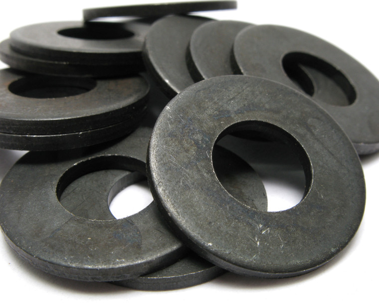 Flat Washer, 3/8" x 1" x 0.08", Steel, Black, 50pcs