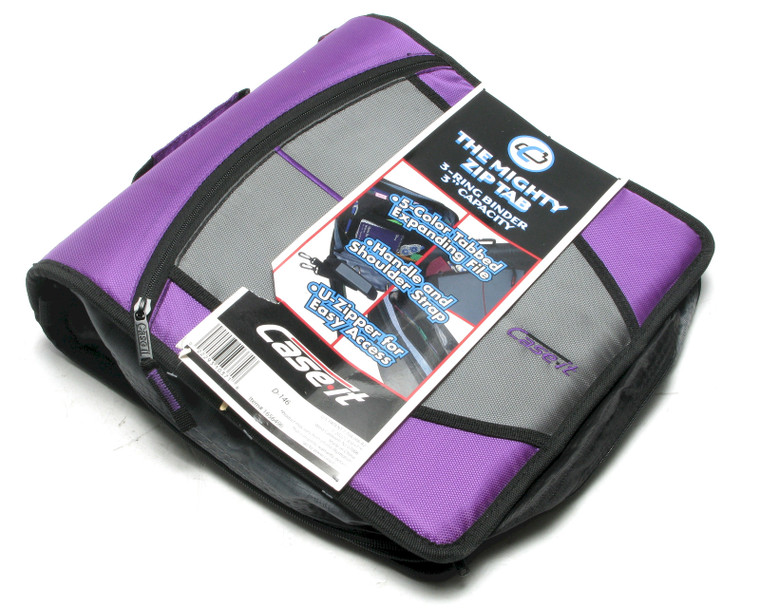 Case-It D-146 3" 3-Ring Zipper Binder, Purple