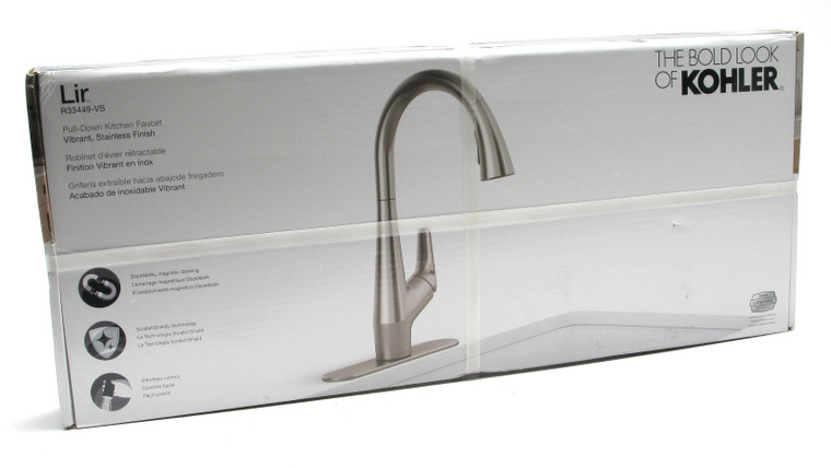 Kohler K-R33449-VS Lir Pull-Down Kitchen Sink Faucet, Vibrant Stainless