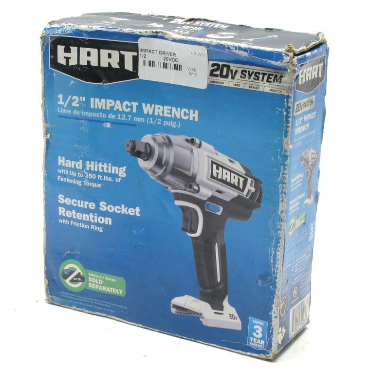 HART HPIW01 1/2-inch Impact Wrench Driver, 20VDC