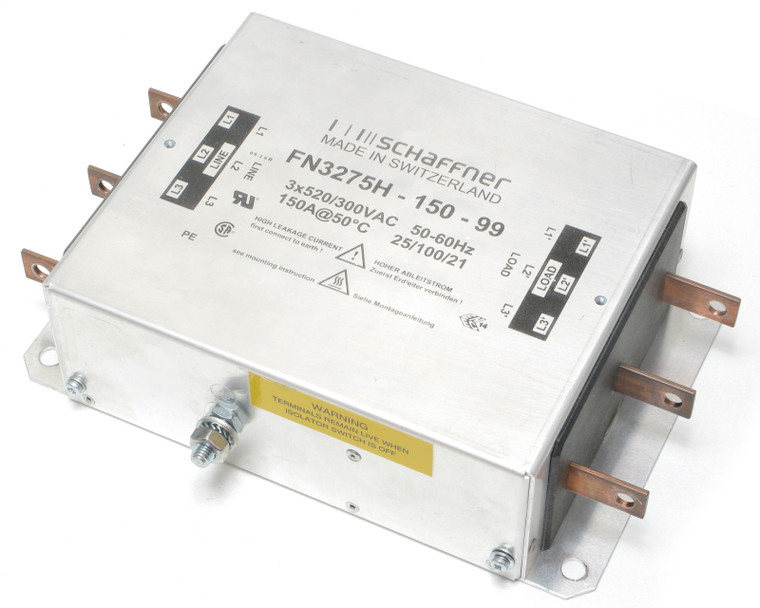 Schaffner FN 3275H-150-99 Compact 3-Phase EMC/RFI Line Filter, 150 Amps