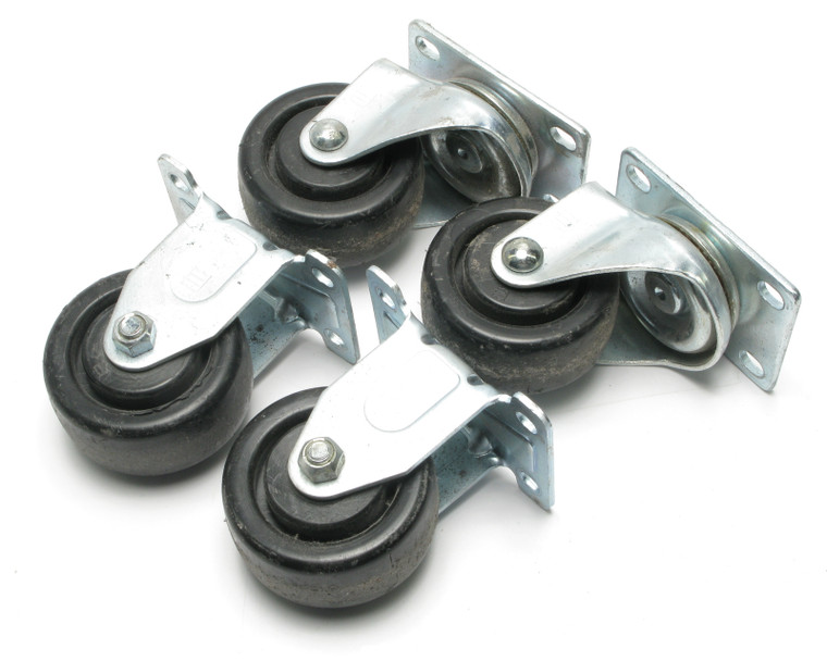 Plate Caster Set, 3 Inch, 2x Swivel, 2x Straight