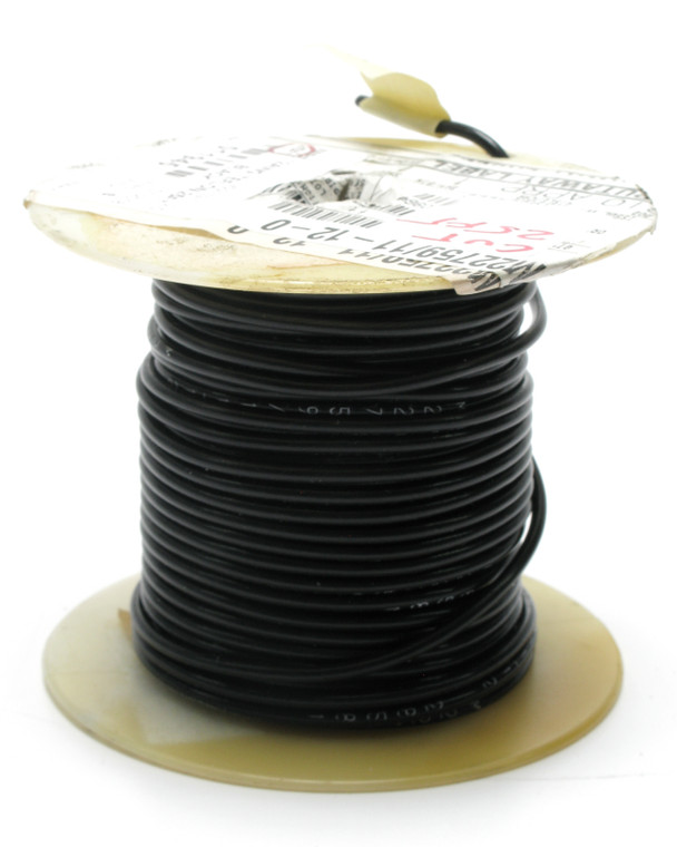 M22759/11-12-0, 12AWG, Silver Plated, PTFE Teflon Jacketed Wire, Black, 25ft