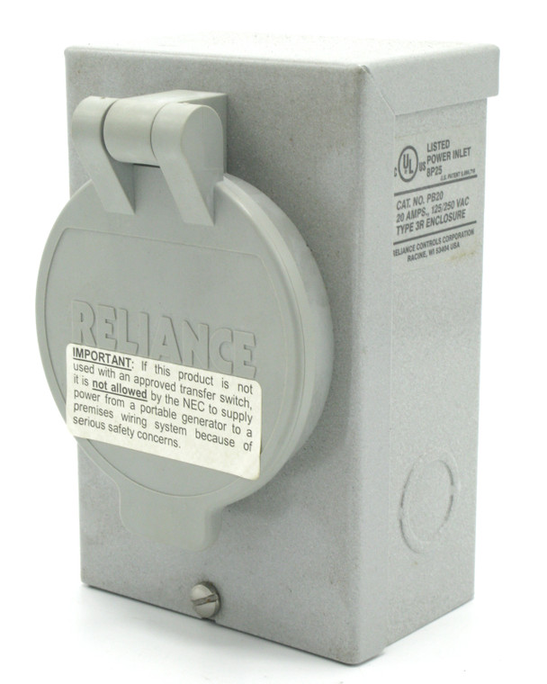 Reliance Controls PB20, 250VAC, 20-Amp NEMA 3R Power Inlet Box