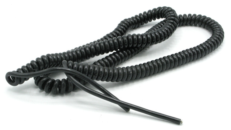 Alpha Wire 722/4 24AWG 2-conductor shielded Coil Cord, Black, 6-12ft