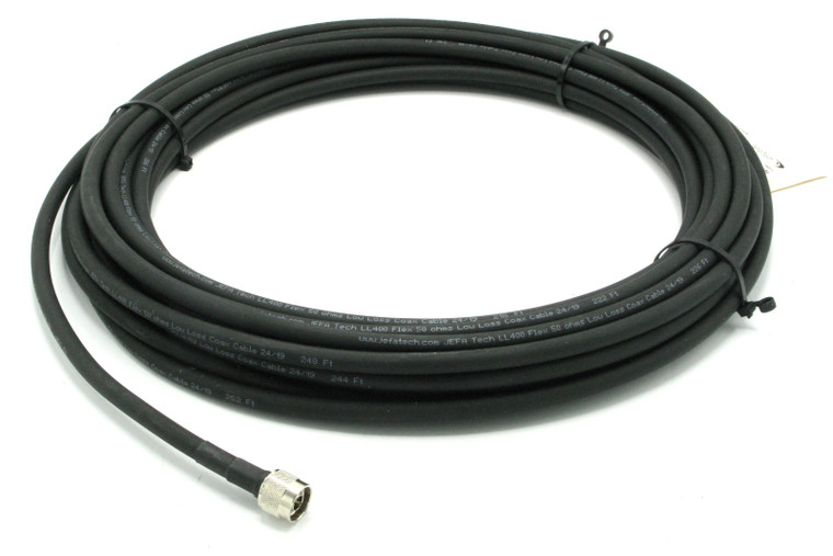 JEFA Tech LL400, Low Loss Coaxial Cable Assembly, SMA Male To N Male, 55 Feet
