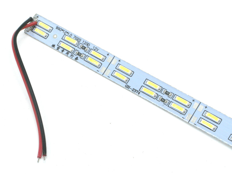 12 Volt DC, Cool White, Double Row, SMD LED's 7020, Rigid Strip