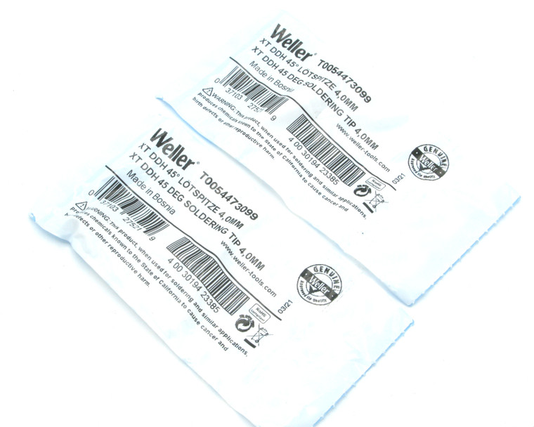 Weller XT DDH45 Sloped Soldering Tip, 2pc Lot