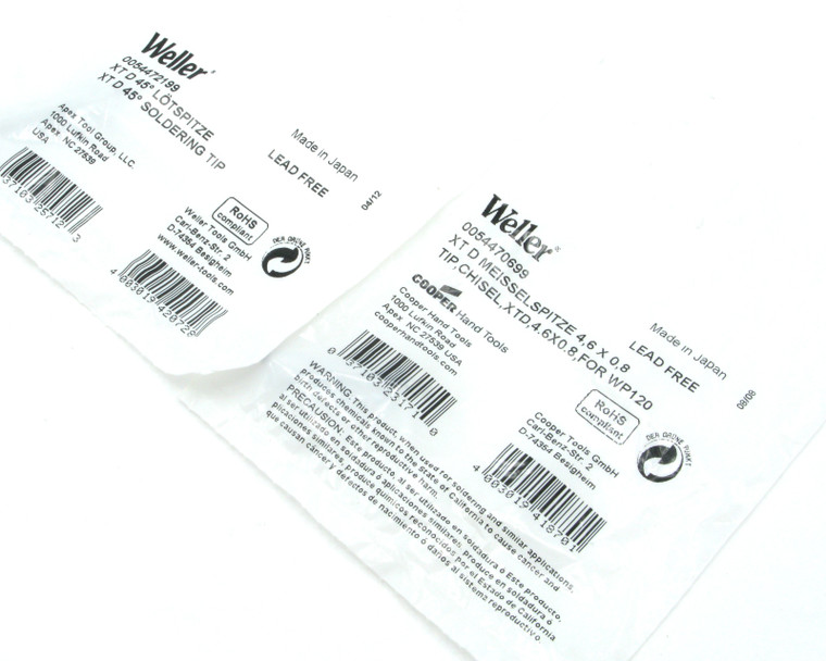 Weller XT D Chisel Soldering Tip, 2pc Lot