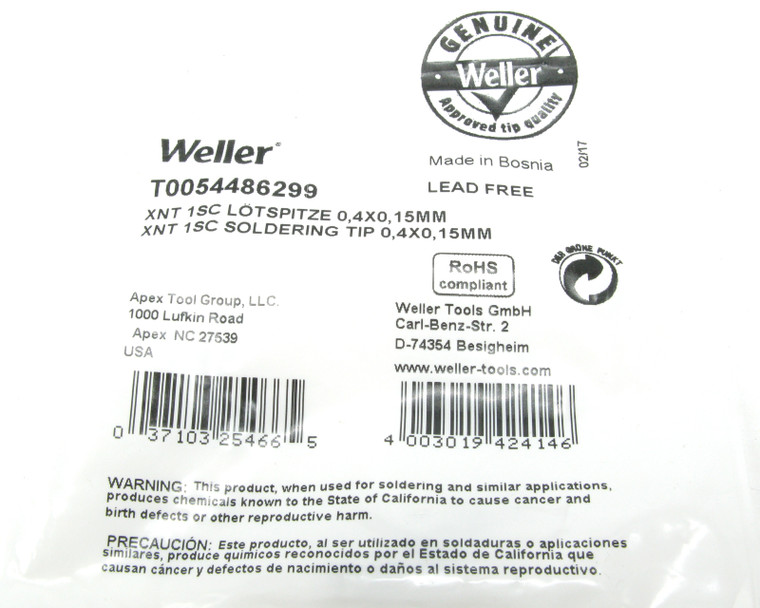 Weller XNT1SC, Slim Chisel Soldering Tip