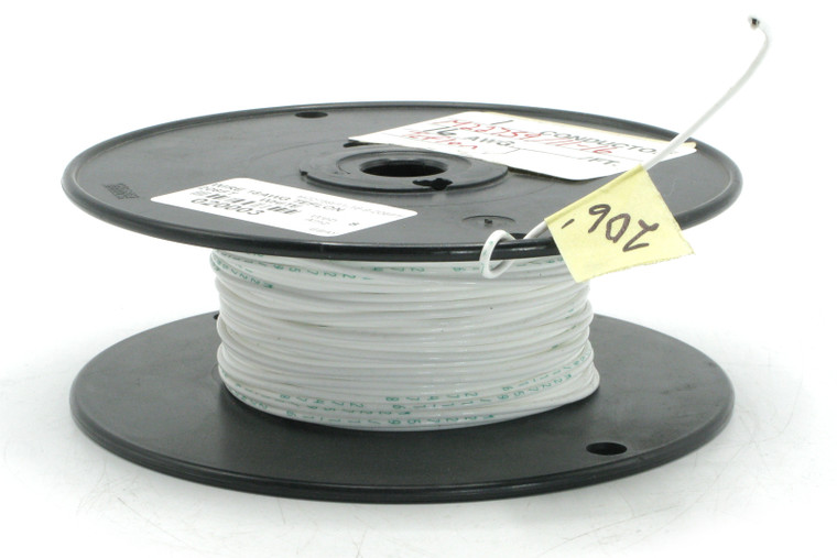 M22759/11-16-9 16AWG, Silver Plated, PTFE Teflon Jacketed Wire, White, 206 Feet