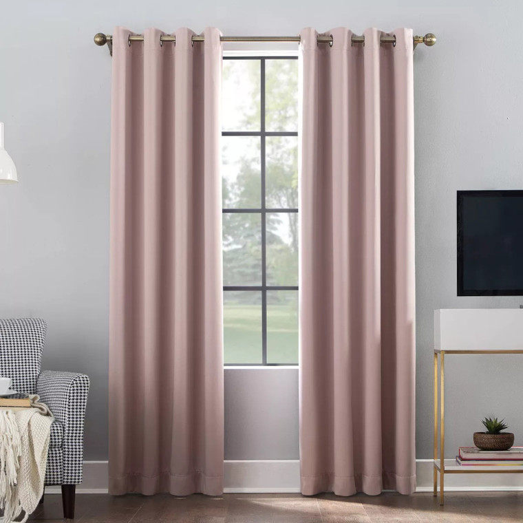 Sun Zero Broderick Theater Grade Blackout Curtains, Pink, 2 Panels