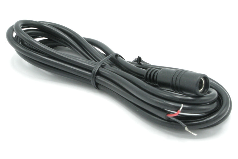 DC Coaxial Power Cable, Female Jack, 5.5mm x 2.5mm To Wire Leads, 6 Foot