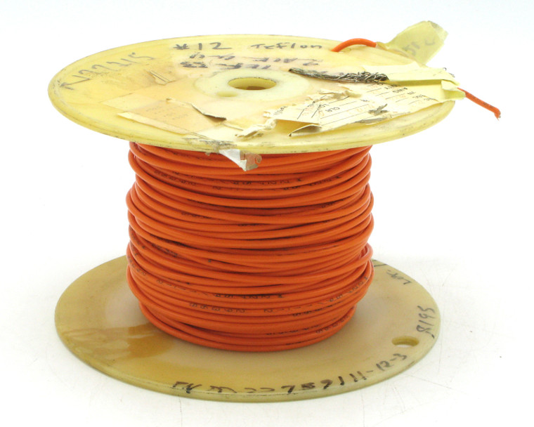 M22759/11-12-9 12 AWG Silver Plated PTFE Teflon Jacketed Wire, Orange, 221ft
