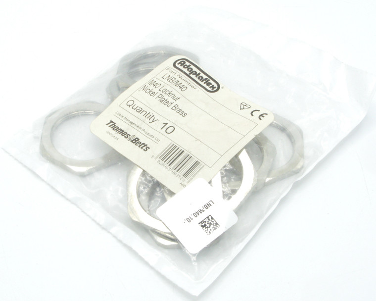 Adaptaflex LNB/M40 Conduit Fitting Brass Locknut, M40 Thread, 10-pack