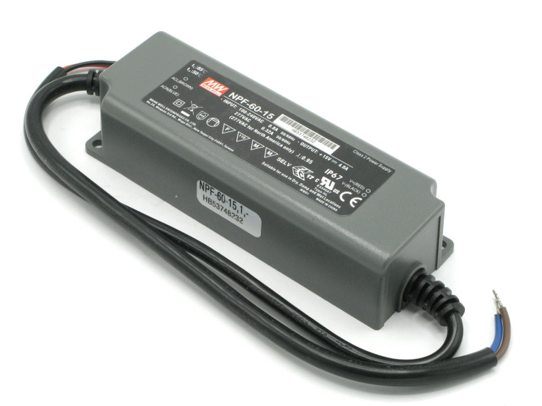 Mean Well NPF-60-15 AC-DC Single Output LED Driver Power Supply, 15VDC 60 Watt