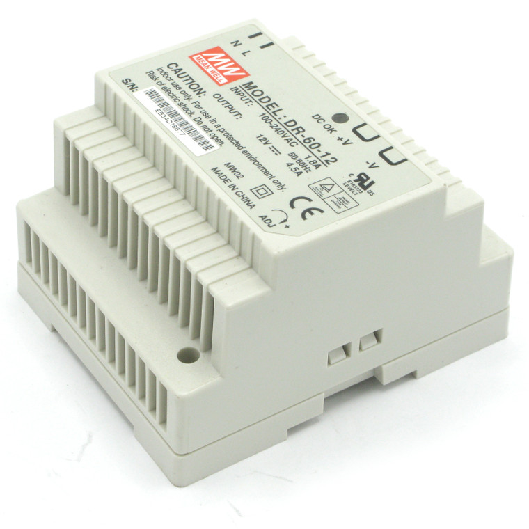 Mean Well DR-60-12 Single Output Power Supply, 54 Watt