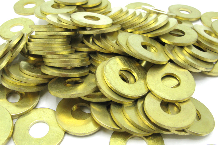 Flat Washer, 1/4" x 11/16" x 0.051", Brass, 198pcs Flat Washer, 1/4" x 11/16" x 0.051", Brass, 198pcs