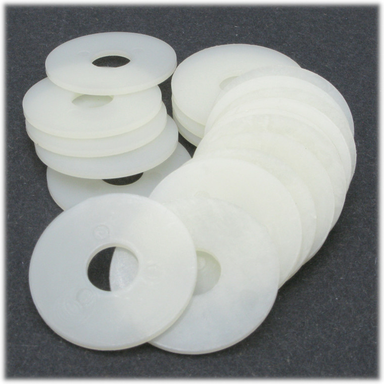 1.25" Nylon Flat Washers, 3/8", 20pc 1.25" Nylon Flat Washers, 3/8", 20pc
