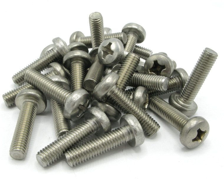 M8 x 30mm Stainless Steel Phillips Pan Head Machine Screws, 25pc