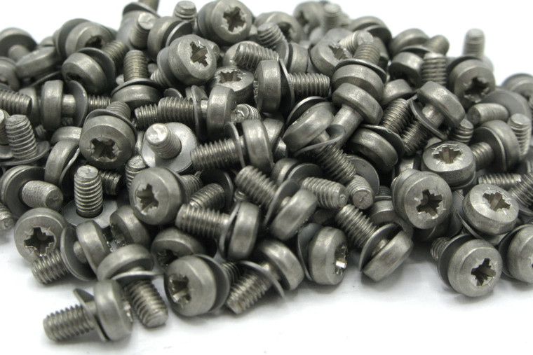 M3 x 6mm Stainless Steel Pozi Head Machine Screws w/ Washer, 100pc