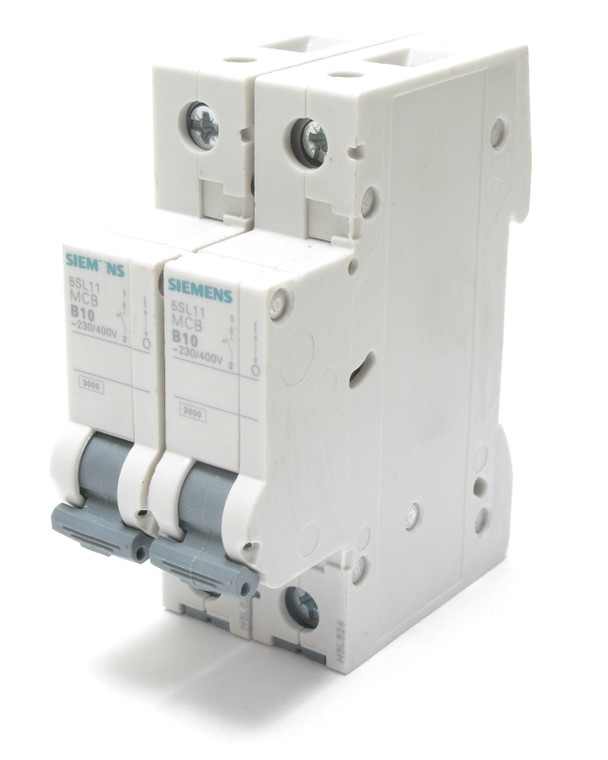 Siemens 5SL11106MB 230/400VAC 10 Amp, 1-Pole DIN-mount Circuit Breaker, 2pcs