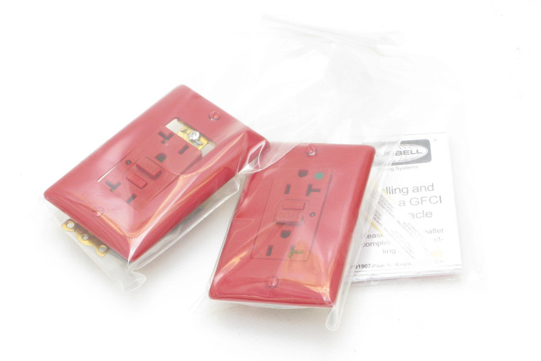 Hubbell GFR8300HRLA GFCI 125VAC 20A Hospital Grade Outlet, 2pcs