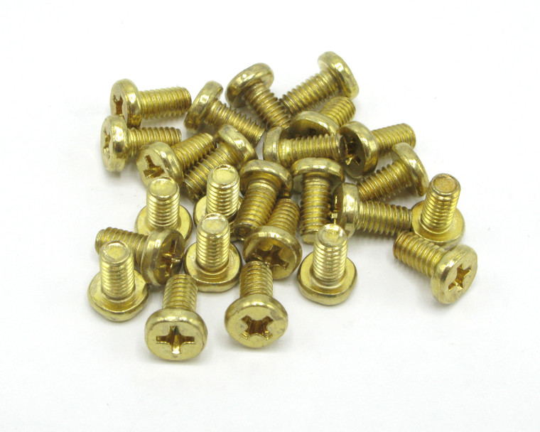 M4 X 7mm Gold Plated Phillips Flat Head Machine Screw, 25pk