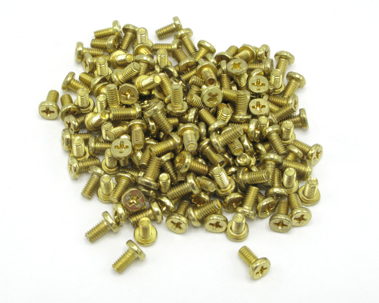 M4 X 7mm Gold Plated Phillips Flat Head Machine Screw, 100pk