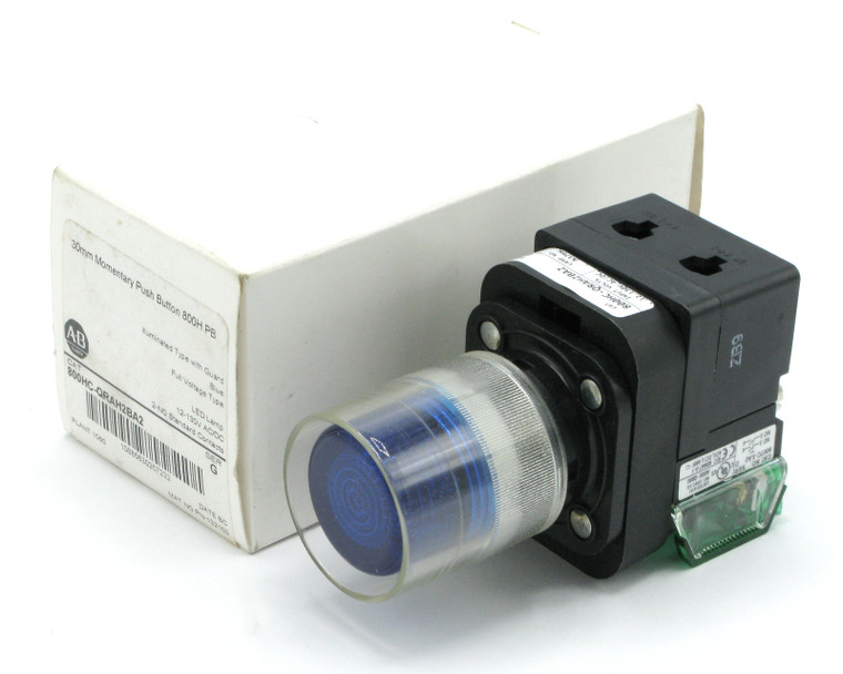 Allen-Bradley 800HC-QRAH2BA2 30mm Momentary Illuminated Push Button, Blue