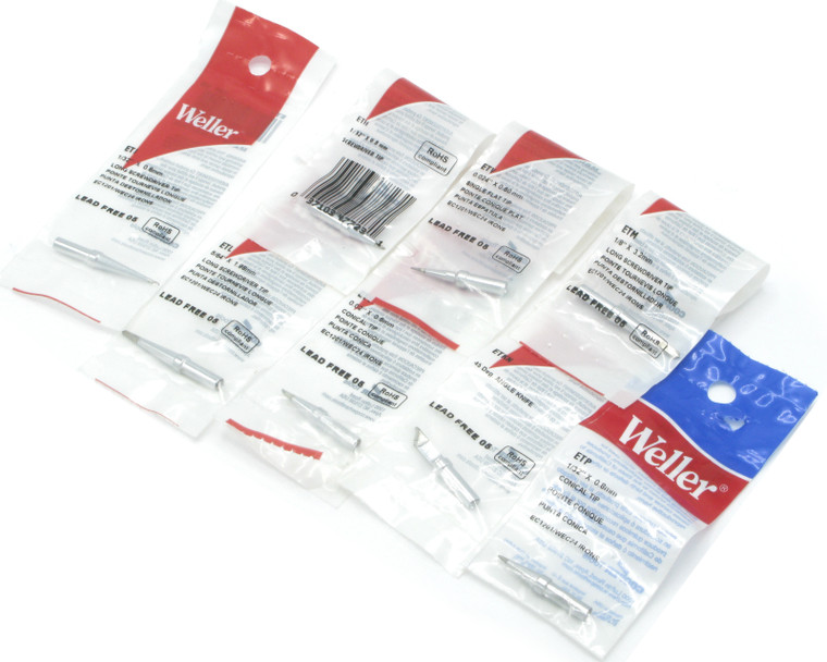 Weller ET Series Soldering Tip Assortment, 8pc