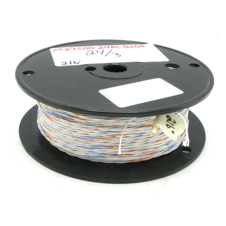 M27500-24RC3U00 24/3 Silver-Coated Copper PTFE Insulated Twisted Triple, 216ft