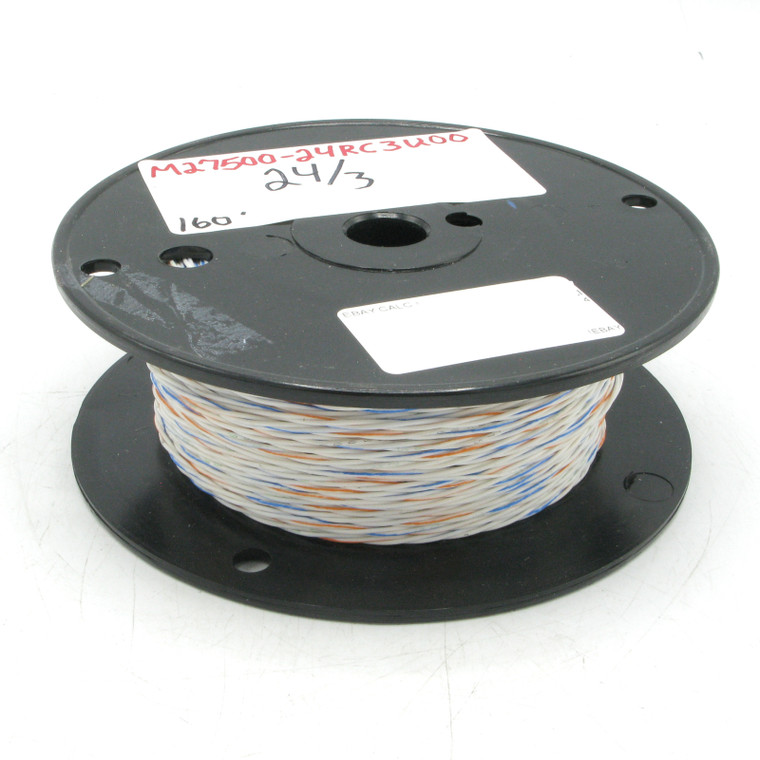 M27500-24RC3U00 24/3 Silver-Coated Copper PTFE Insulated Twisted Triple, 160ft