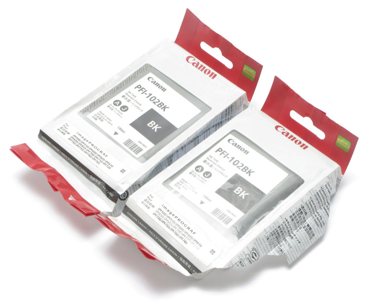 Canon PFI-102BK Black Dated Ink Tank, 2pk