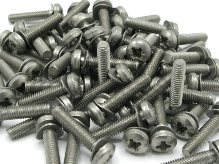 M4-0.7 x 18mm Stainless Steel Pozi Pan Head Machine Screws w/Washer, 50pcs