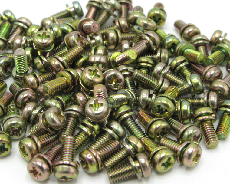 M2.6-0.45 x 6mm Steel Pan Head Phillips Machine Screws w/Washer, 100pcs