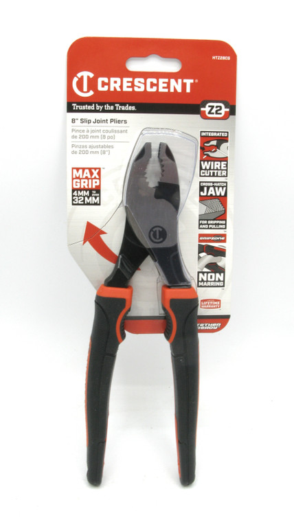 Crescent HTZ28CG, 8" Slip Joint Cushion Grip Pliers