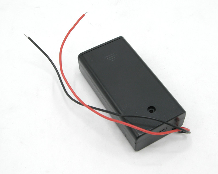 Covered Battery Holder AA 2 Cell Wire Leads with Switch