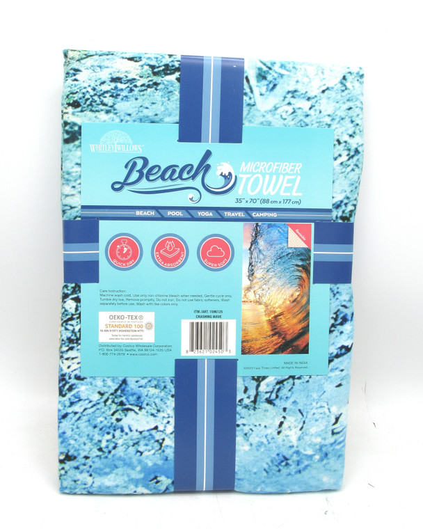 Whitley Willows Microfiber Beach/Multi-Purpose Towel, Crashing Wave