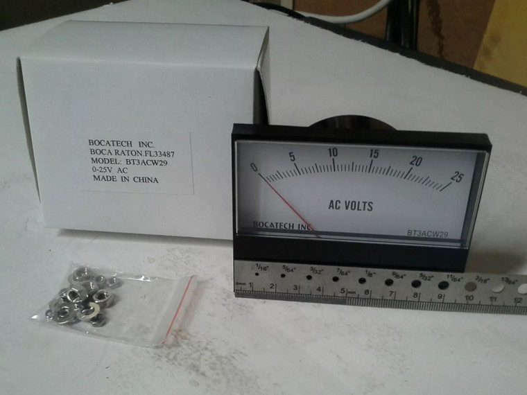 BocaTech Inc. BT3ACW29 Panel Meter, 0 - 25 AC Volt Meter
